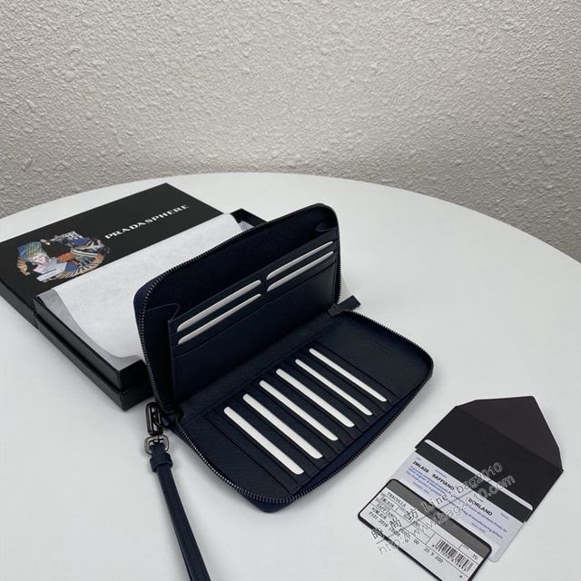 prada錢包 普拉達專櫃最新款 鱷魚皮拼接男士長錢包 2ML028 prada限量版拉鏈錢夾  pyd2150